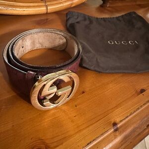 Gucci Brown Leather Belt with Gold Buckle